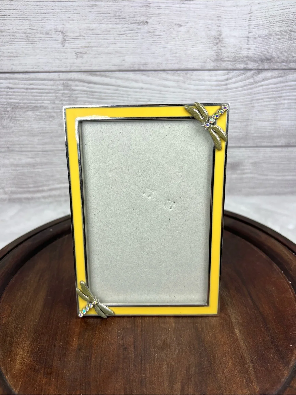Dragonfly Yellow Enamel Elsal Inc Picture Frame 4x6 Vintage Y2K Cottagecore Boho